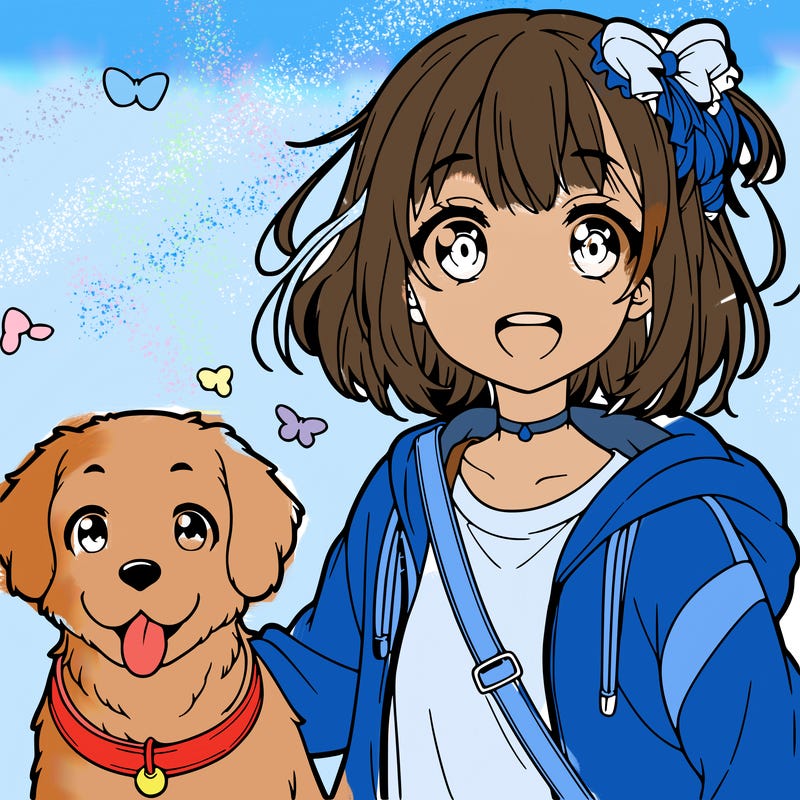 anime girl with dog