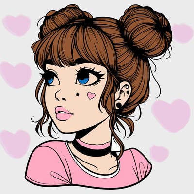 realistic girl with spacebuns