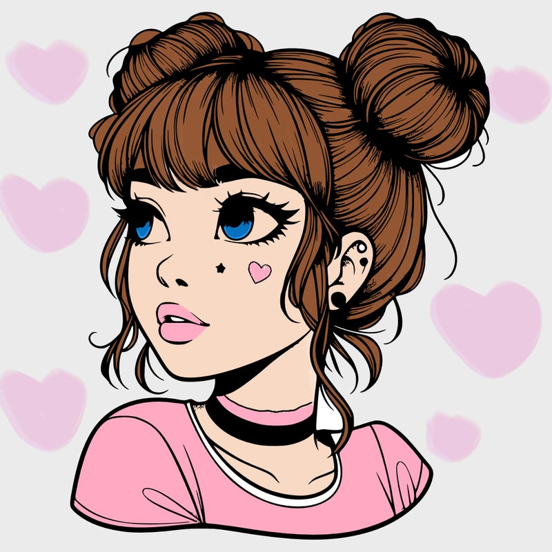 realistic girl with spacebuns
