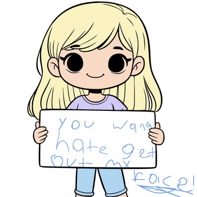 girl holding lank sigh