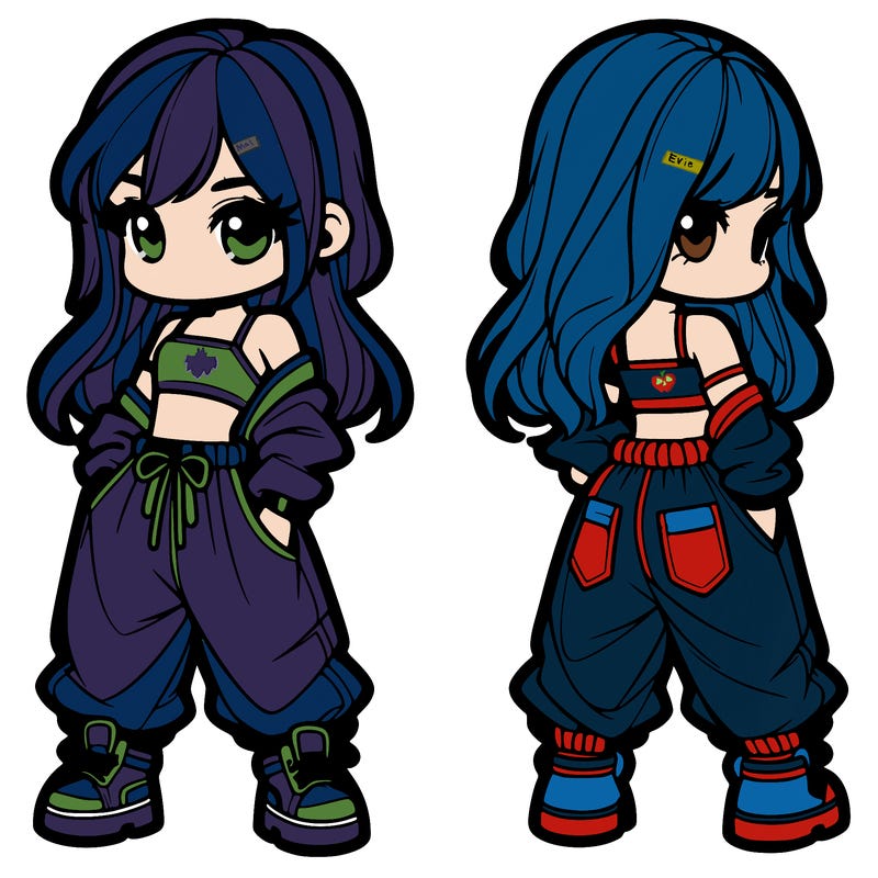 girl in crop top and baggy pants