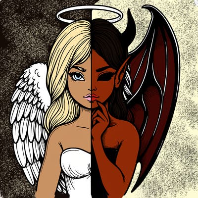 realistic angel half demon