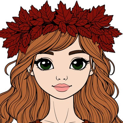 realistic girl with fall leaf crown