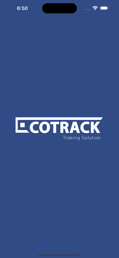 ECOTRACK - Expéditeur - ECOTRACKアプリのスプラッシュスクリーン、ロゴとタグライン「Traking Solution」が青い背景に表示されています