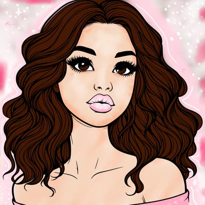 realistic girl with wavy hair and lips