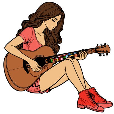 realistic woman play guitar