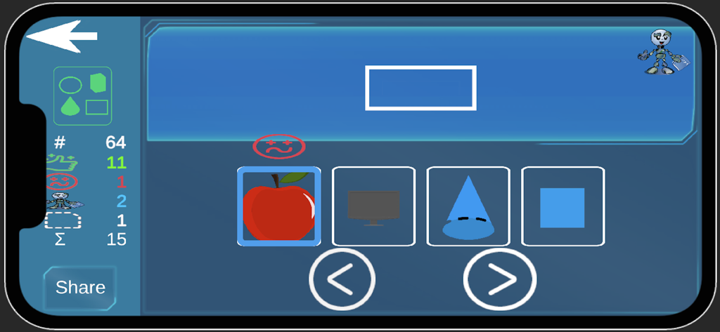 Interactive geometry and logic exercise screen in Math for Kids with AI app