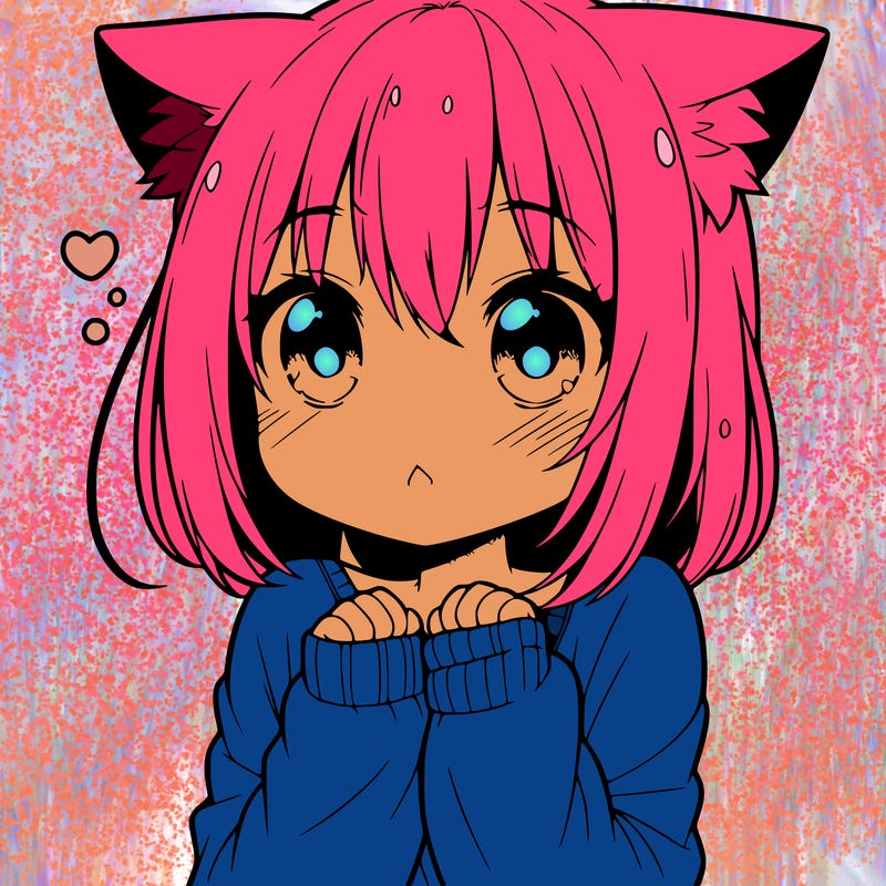 shy anime catgirl