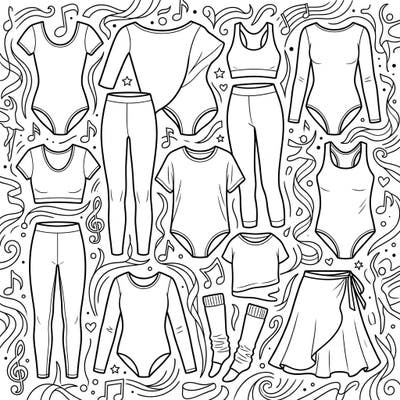 Celebrate the spirit of dance with this beautiful coloring page showcasing a variety of comfortable and flexible activewear, thoughtfully designed with clear outlines for seniors. Immerse yourself in the creative process and enjoy bringing these dynamic designs to life.