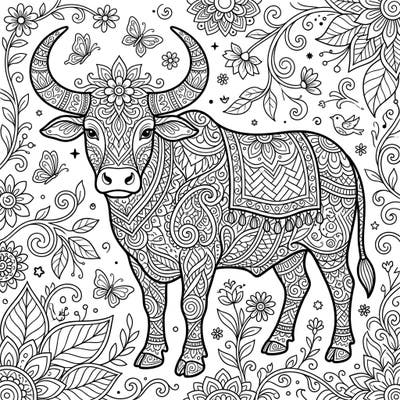 Discover tranquility with this stunning Zentangle cattle coloring page, designed for adults seeking a mindful artistic escape. Dive into a world of intricate patterns and bring this majestic creature to life with your favorite colors.
