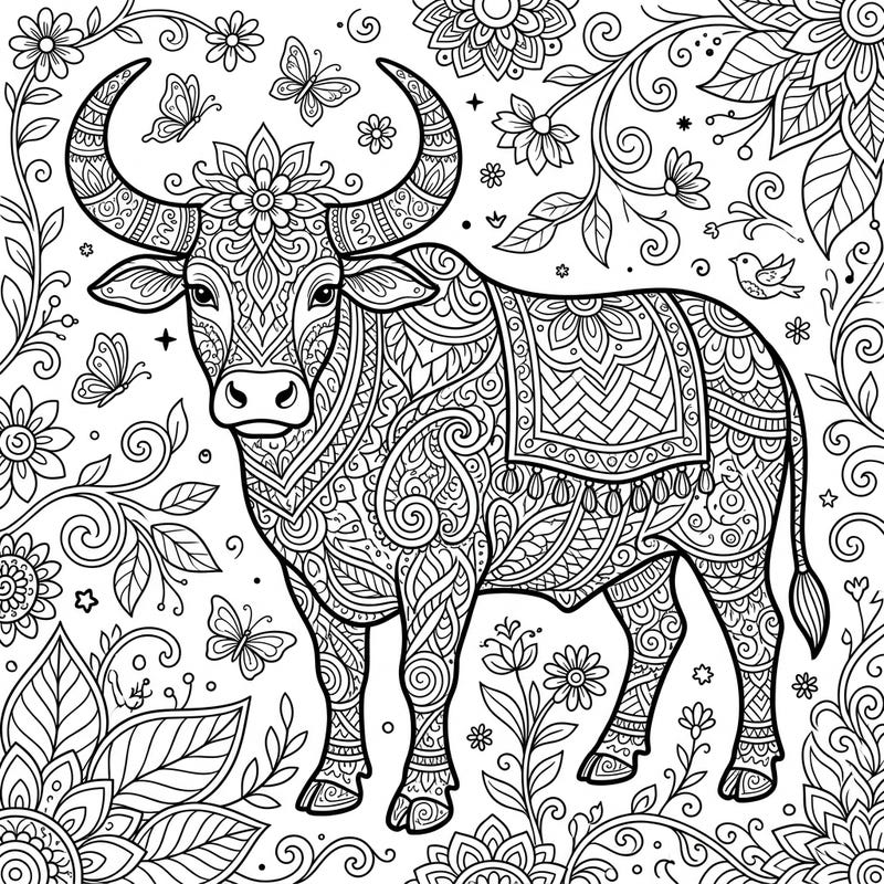 Discover tranquility with this stunning Zentangle cattle coloring page, designed for adults seeking a mindful artistic escape. Dive into a world of intricate patterns and bring this majestic creature to life with your favorite colors.