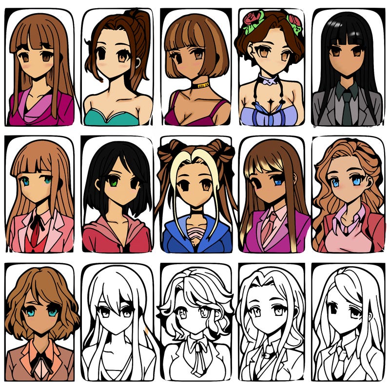 girls that look diffrent anime