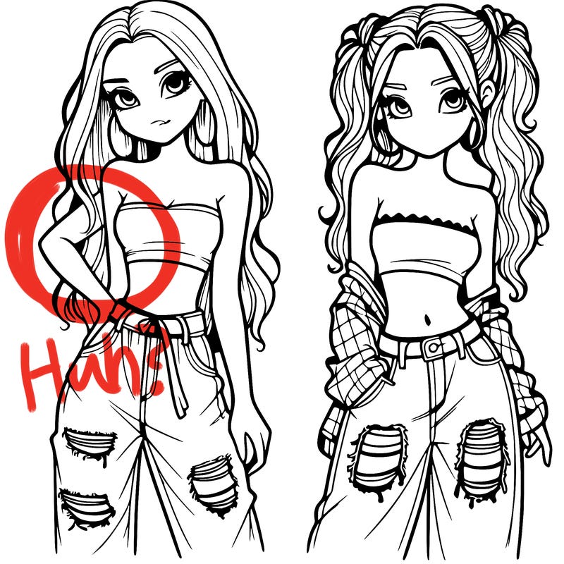 2 girls in crop tops and baggy jeans ripped