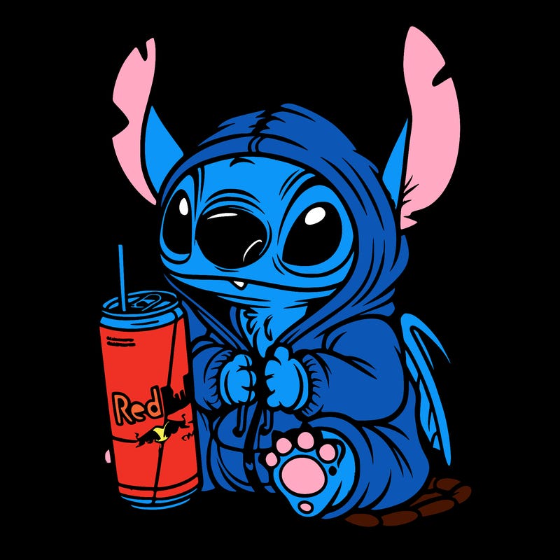 stitch a hoodie and redbull