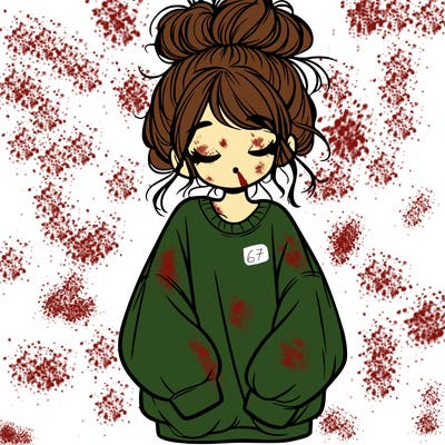 girl with baggy sweatshirt and messy bun