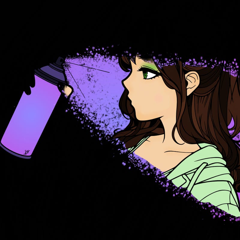 a realistic girl spray, painting