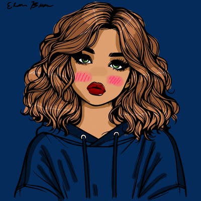 realistic girl with wavy hair, sweat shirt that hangs off both shoulders and lips