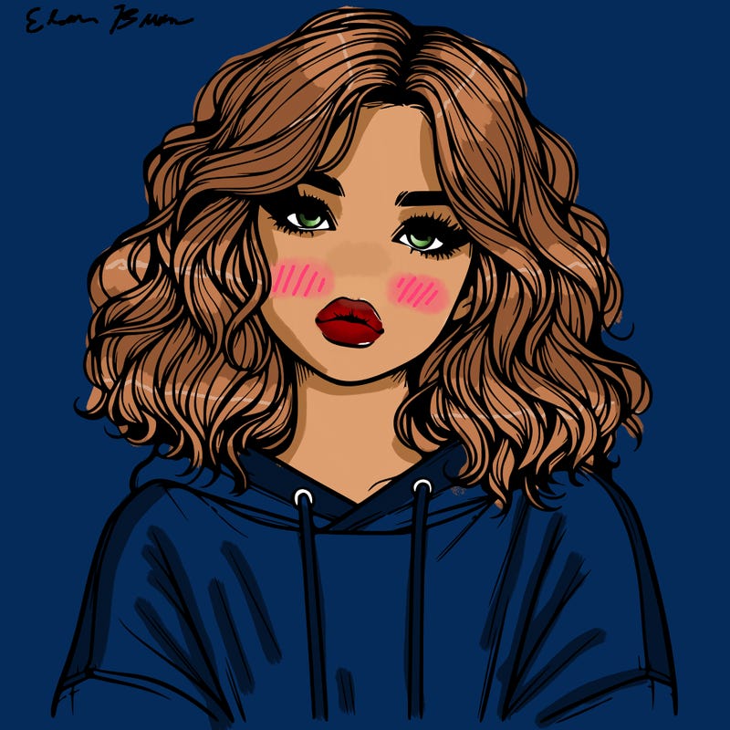 realistic girl with wavy hair, sweat shirt that hangs off both shoulders and lips