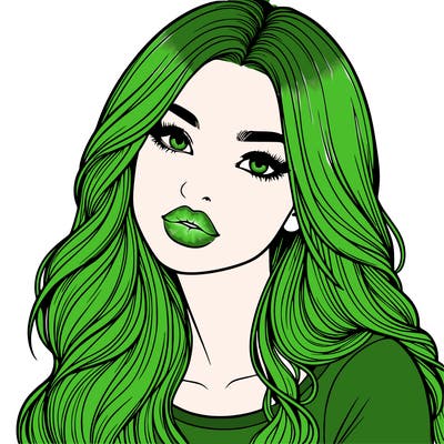 realistic girl with hair on her hair and lips