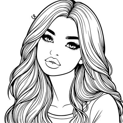 realistic girl with hair on her hair and lips