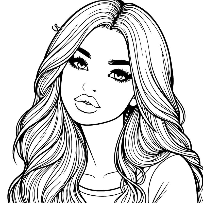 realistic girl with hair on her hair and lips