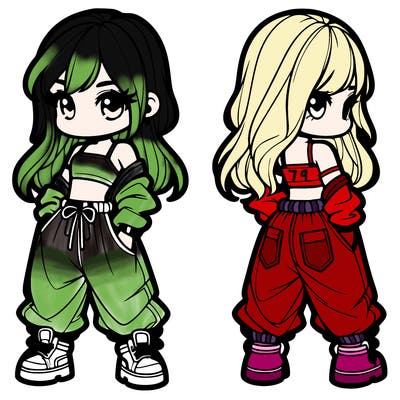 girl in crop top and baggy pants