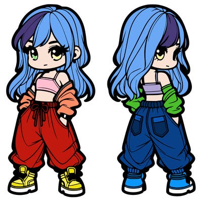 girl in crop top and baggy pants