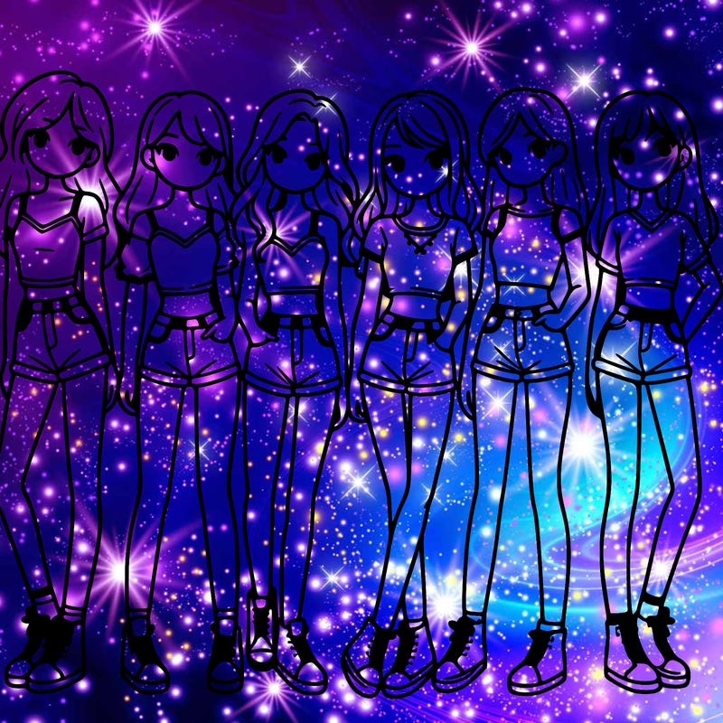 a group of girls wearing crop tops and shorts