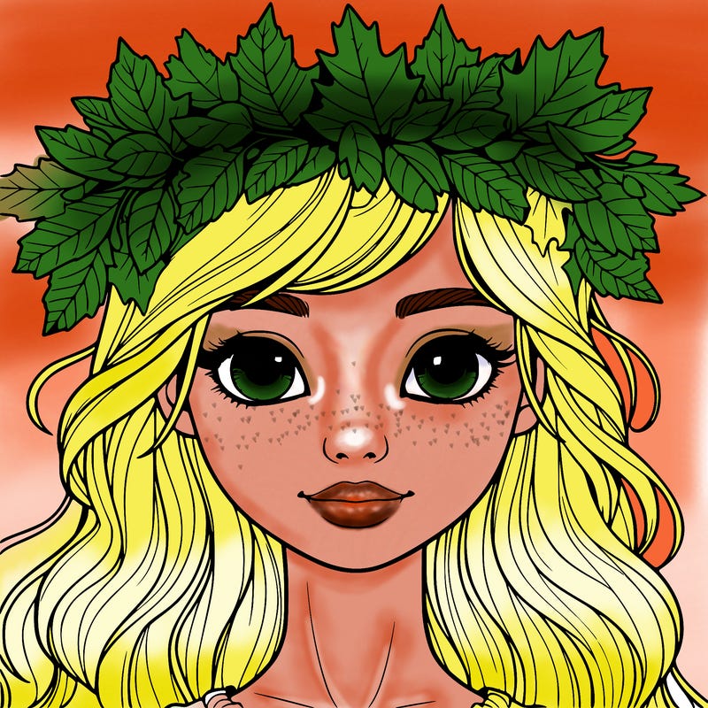 realistic girl with fall leaf crown