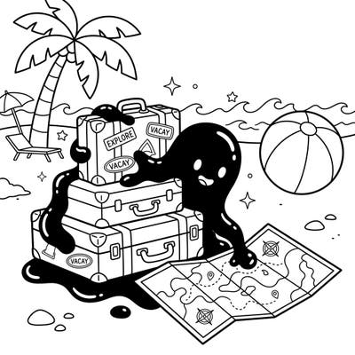 Get ready for a super fun journey with our adorable Black Ooze as it embarks on an exciting beach vacation! This delightful coloring page is perfect for kids to explore their creativity with playful travel scenes and charming characters.