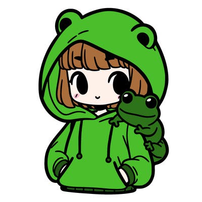 girl and a frog hoodie
