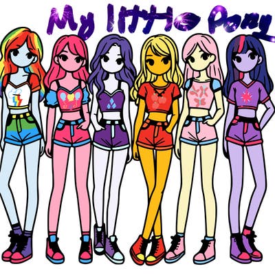 a group of girls wearing crop tops and shorts