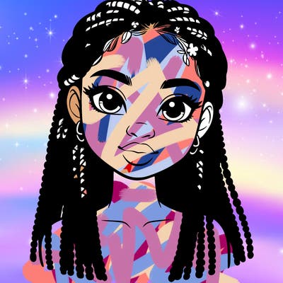 a realistic black girl with braids