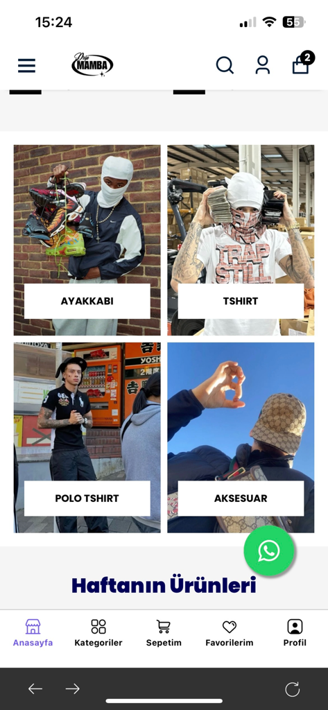 Drip Mamba app home screen showing shopping categories for shoes, t-shirts, and accessories with streetwear lifestyle imagery