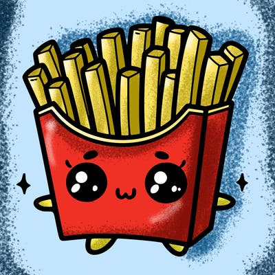 a cute. french fries
