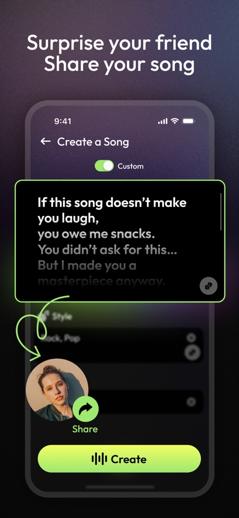 Bach - AI Music Generator - Bach AI Music Generator interface for creating and sharing custom songs with friends