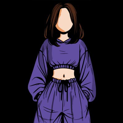 realistic girl faceless with baggy pants and a crop top