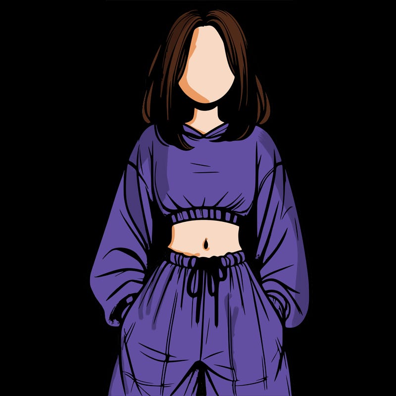 realistic girl faceless with baggy pants and a crop top