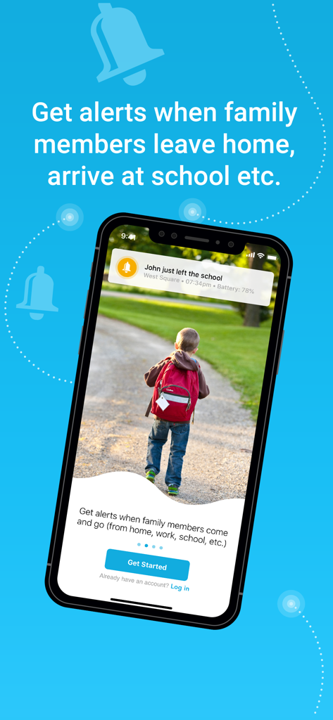 Smartphone showing a notification that a child just left school using the Family Locator app