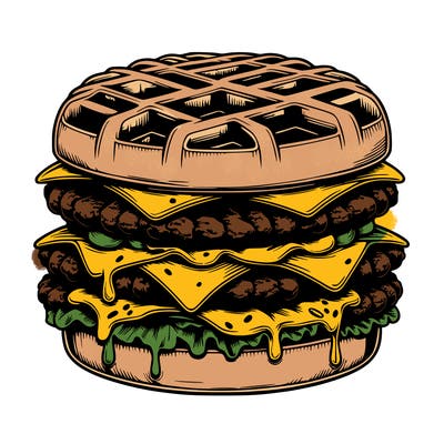 realistic waffle burger
