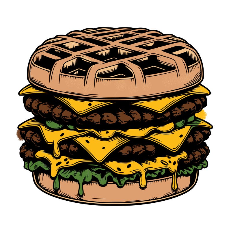 realistic waffle burger