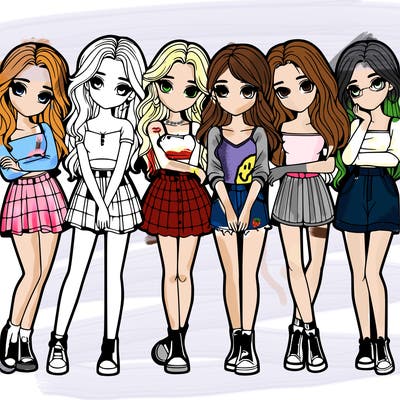 a group of girls realistic
