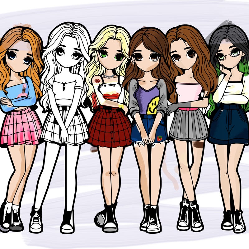 a group of girls realistic