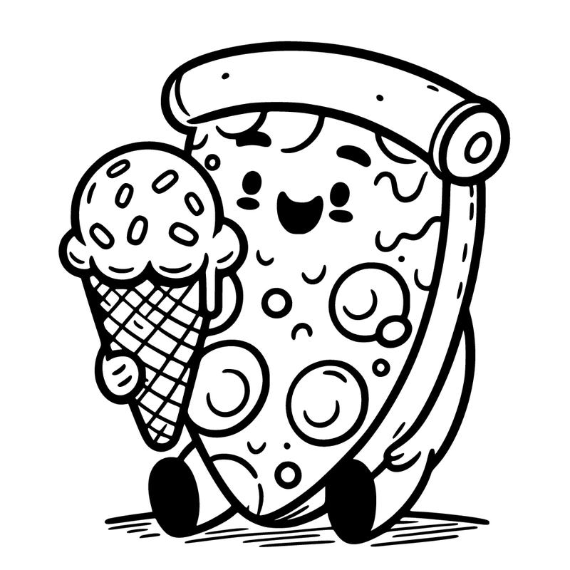 pizza enjoying ice cream