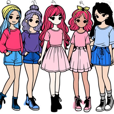 a group of five girls