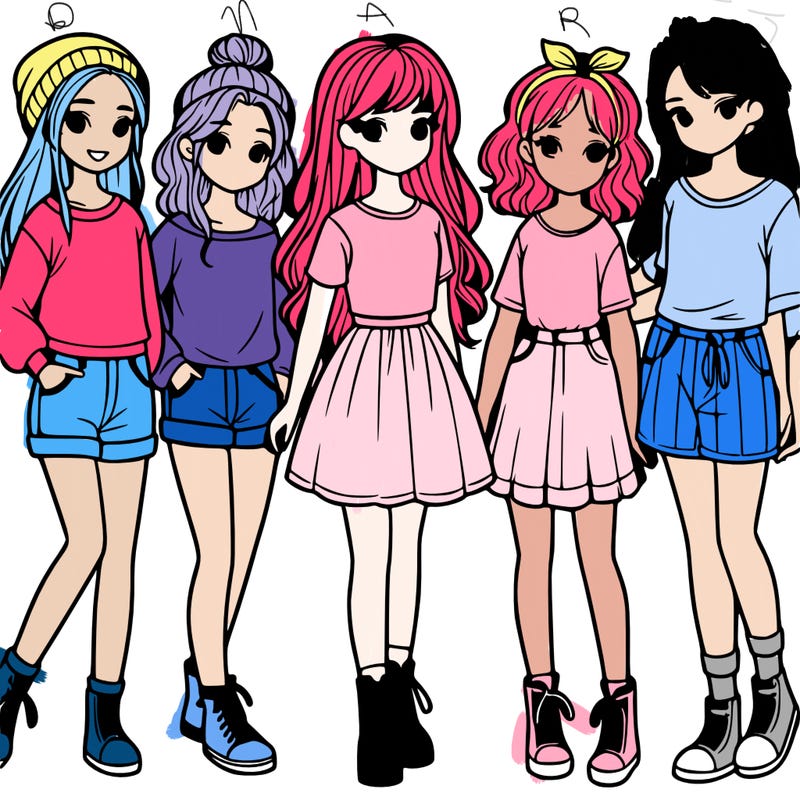 a group of five girls