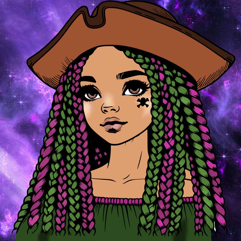 realistic girl with box braids and i realistic pirate hat