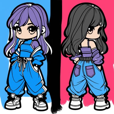 girl in crop top and baggy pants