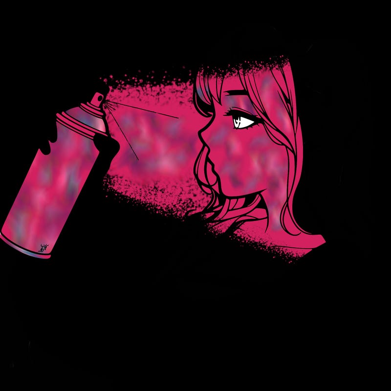 a realistic girl spray, painting