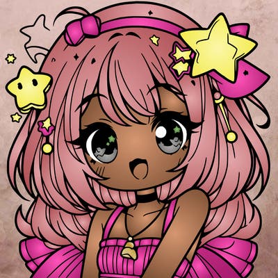 cute anime girl with star accessories